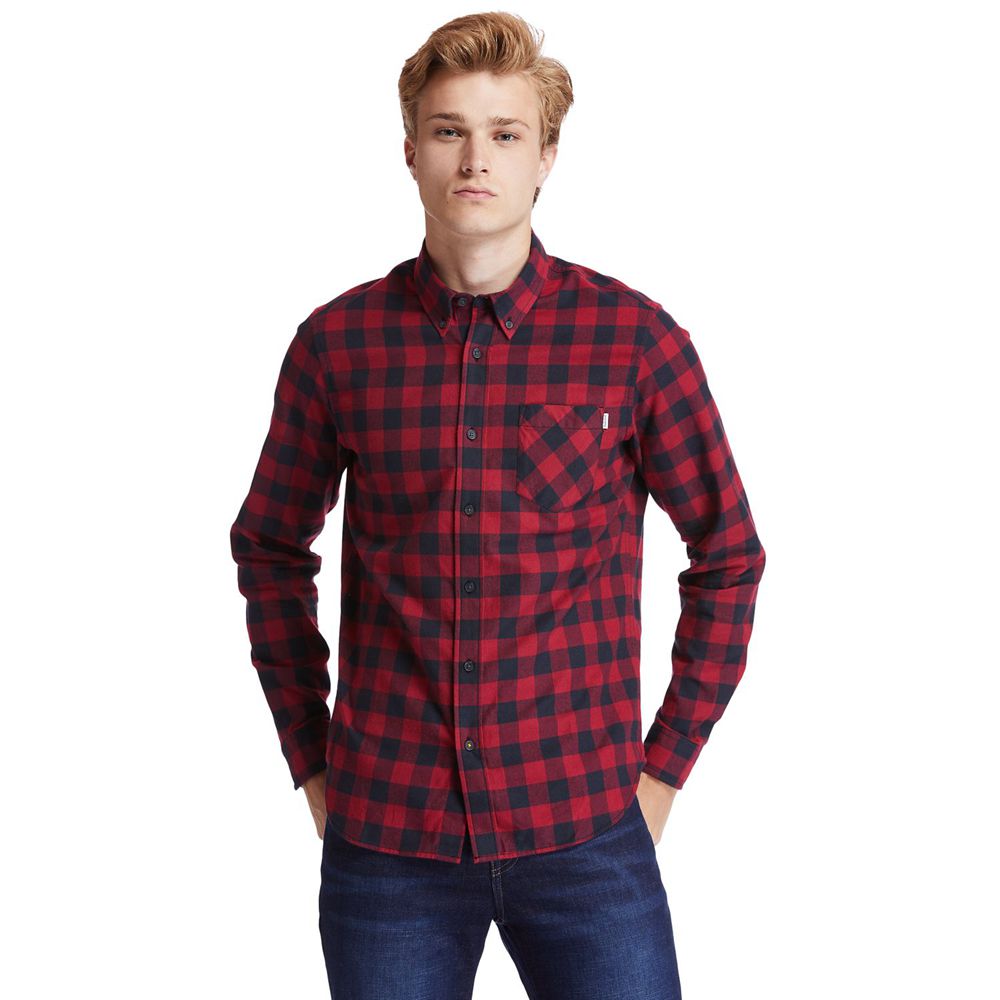 Camisa Masculino - Timberland Nashua River Long-Sleeve Flannel Check - WDGXY4610 - Vermelhas/Pretas